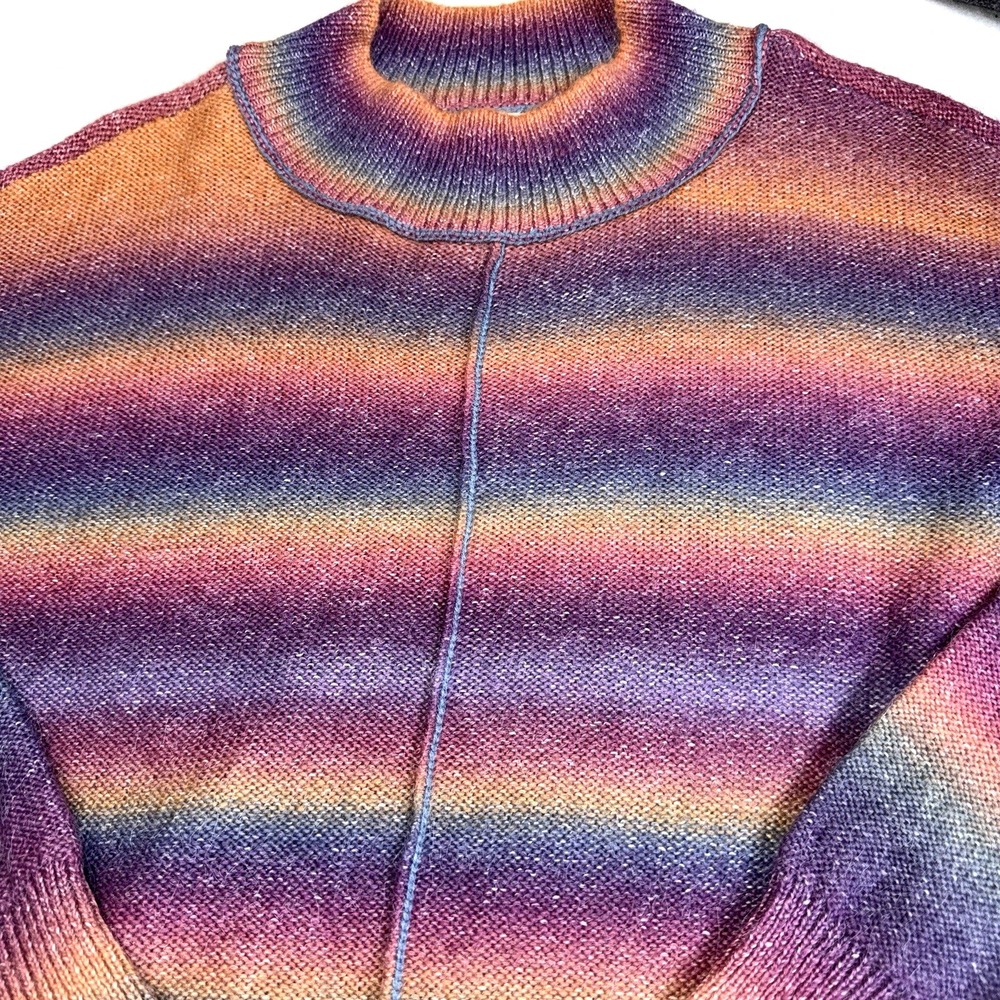 BeachLunchLounge Rainbow Ombre Mock Neck Sweater Womens XXL 20 Knit Pullover